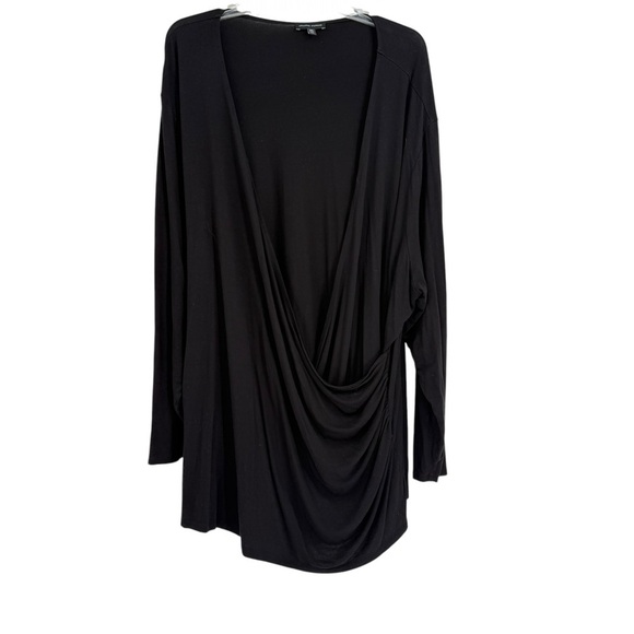 Universal Standard Women’s Ruched surplice Blouse Size 2X Black Long Sleeves - Picture 1 of 9